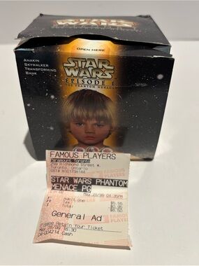 1999 Star Wars Phantom Menace Anakin Skywalker Transforming Bank w/ Box & Ticket
